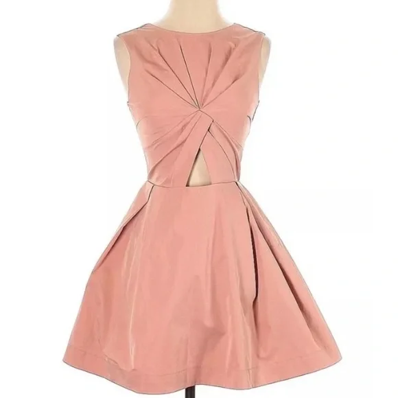 Nasty Gal Pink Tafeta Cutout Pleated Cocktail Mini Dress Womens Size Medium